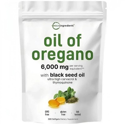 2-in-1 Oil of Oregano & Black Seed Softgels with Carvacrol, Immune Support