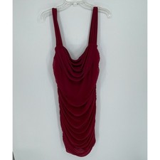 PrettyGarden Women's Burgundy Ruched Cowl Neck Bodycon Mini Dress Size XXL