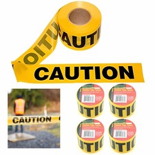 4 Rolls Yellow Caution Tape Safety Hazard Danger Warning Weatherproof 3" X 100Ft