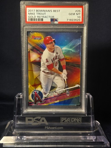 2017 BOWMAN’S BEST MIKE TROUT GOLD REFRACTOR #25 PSA 10 GEM MINT 10 30/50!!