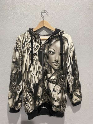 Joker Brand Vtg Y2K Girl Wings Hoodie Adult Zip Up Streetwear