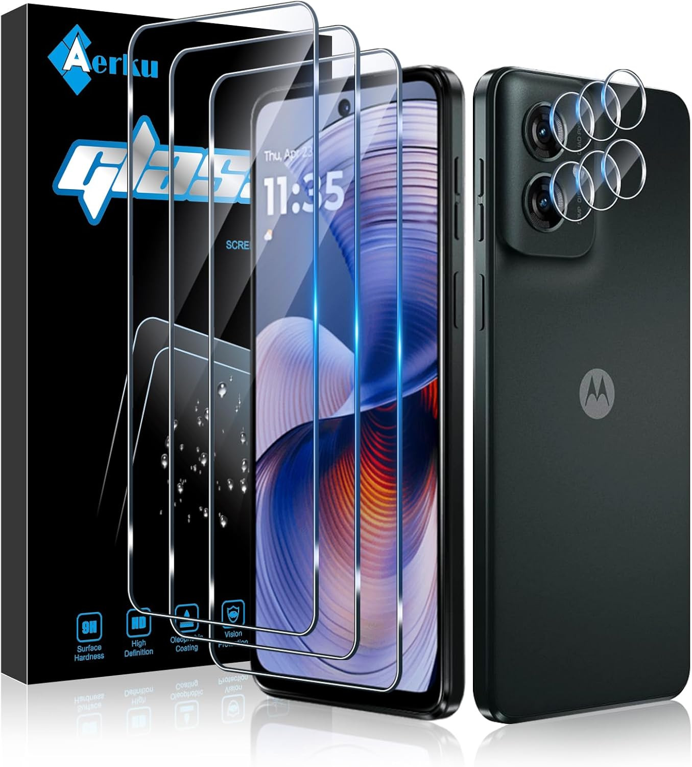 Pellicola Vetro Temperato per Motorola Moto G55 5G, [3+3 Pezzi] Vetrino Temperat