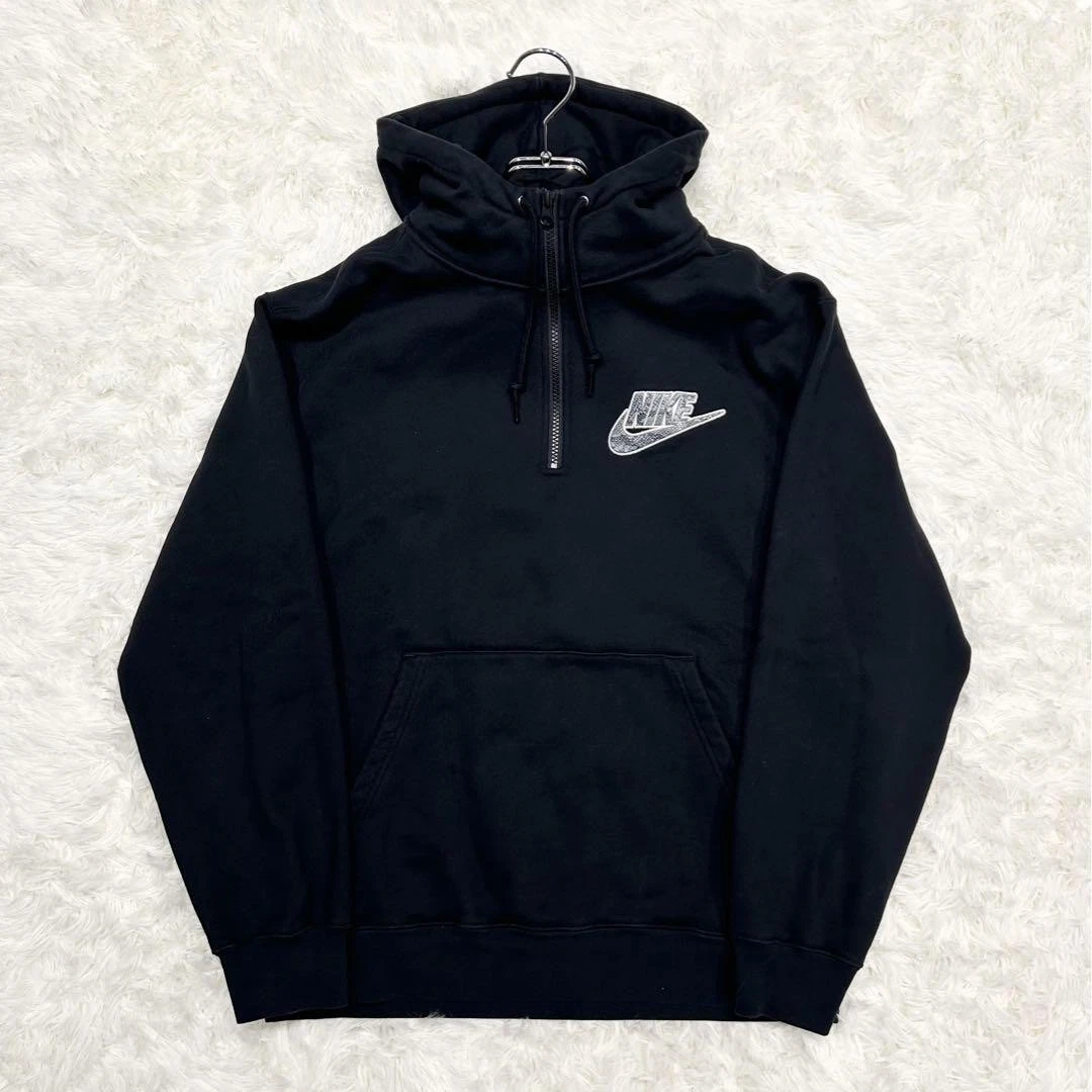 Sweat à capuche homme Supreme M Nike demi zip noir emblématique streetwear rare d'occasion