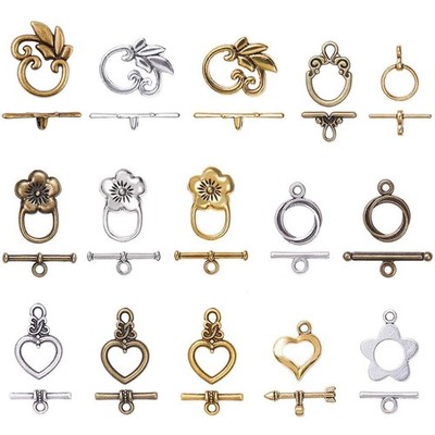 PH PandaHall 60 Sets Toggle Clasp, 15 Styles T-bar Closure Clasps IQ Toggle C...