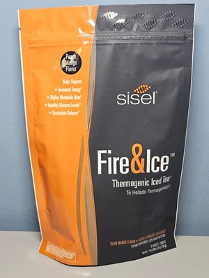 Sisel Fire & Ice Thermogenic Iced Tea - Peach Mango - Exp 8/28 - 30 Packets -New