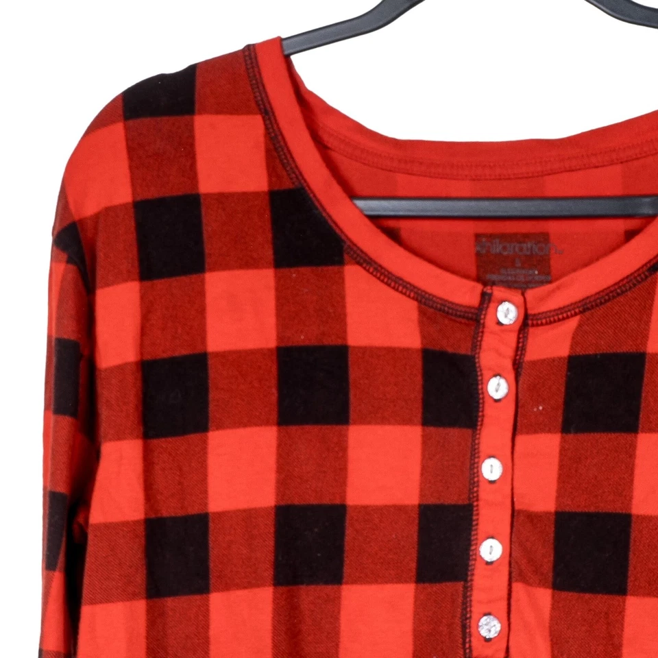 Xhilaration Nightgown S Womens Red Buffalo Plaid Long Sleeve Nightie Cotton - Image 3 of 4