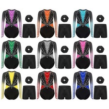 Girls Set Dance Dancewear Jumpsuit Outfit Gymnastics Rhythmic Competition