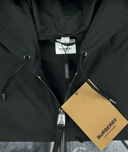 NWT BURBERRY Monochrome Rave Print Nylon Hooded Jacket Size: L Black MSRP $1250 image 9