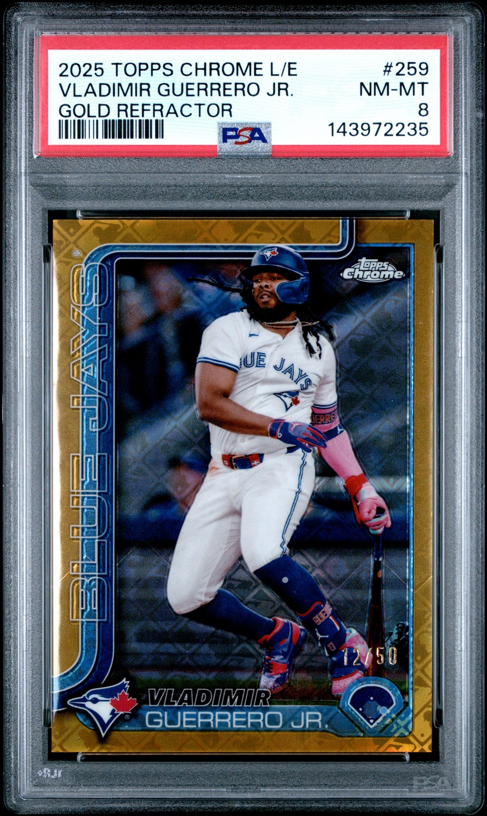 2025 TOPPS CHROME LOGOFRACTOR EDITION #259 VLADIMIR GUERRERO JR. 12/50 PSA 8 view 1