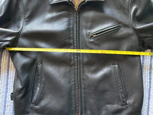 Schott 681 Leather Single Rider Jacket Size 44 Black Collar Flannel Tartan Lined image 18