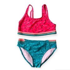Girls L 10-12 Cat  Jack Watermelon Sport Two Piece Bikini Swimsuit Swimwear