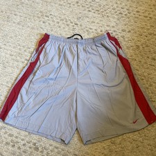 Vintage Nike Nylon Track Shorts - Grey/Red XL 
