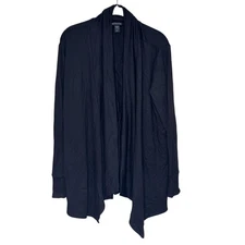 Athleta Sweater Womens Medium Petite Black Pranayama Restore Rib Wrap Cardigan