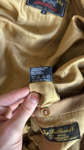 Paul & Shark Loro Piana Hombre S Pequeña Marrón Lana Cachemira Bomber Chaqueta Usada en Excelente Condición - Imagen 8 de 9