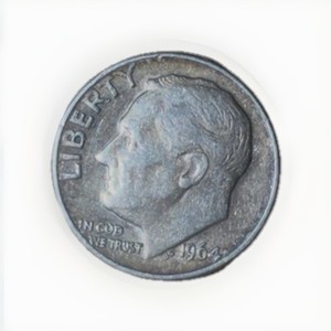 1964 Roosevelt Dime 10C Silver 0.9 Fine silver. Genuine coin!
