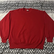 Vintage 90s JERZEES Red Blank Plain Crewneck Sweatshirt Men's Size XL USA Made
