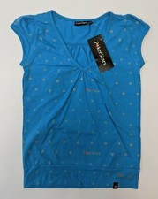 PokerStars Womens V-Neck T-Shirt Size Small Blue Graphic Tee Short Sleeve