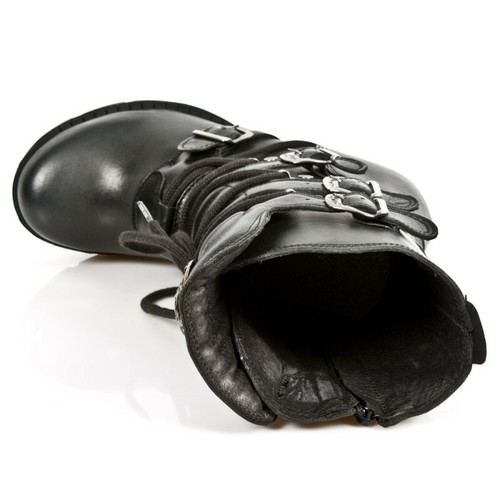 NEW ROCK Boots TR003-S1 Ladies Metallic Black Leather Biker Heel Goth Punk Shoes - 第 8/8 張圖片
