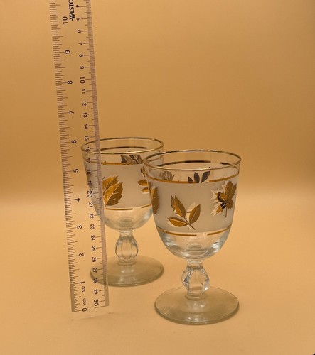 Libbey Glass Golden Foliage Glassware VINTAGE Bottle, Glasses & Ice Bucket - Picture 9 of 10
