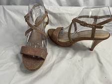 Nine West Womens Size 8.5 Rose Gold Glitter Strappy Heels 2996 NW7JIBING
