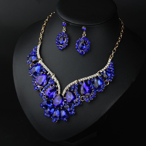 Women Crystal Bridal Wedding Jewelry Set Necklace Earrings Statement Party Gifts - Picture 39 of 72