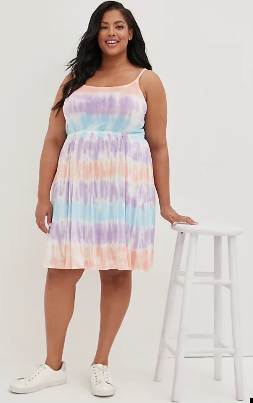NWT Torrid Plus Size 3 3X 22/24 BACK TIE SKATER DRESS - SUPER SOFT TIE-DYE  MULTI | eBay