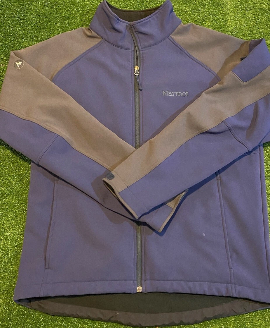Marmot Jacket mens large gray blue water resistant softshell full zip gravity RK