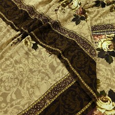Vintage Sari Beige Pure Georgette Silk Printed Sarees 5Yd Craft Fabric Sewing