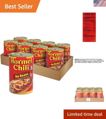 Chili Lovers Delight: 8 Pack No Bean Beef Chili, 15 Oz - Perfect Topping