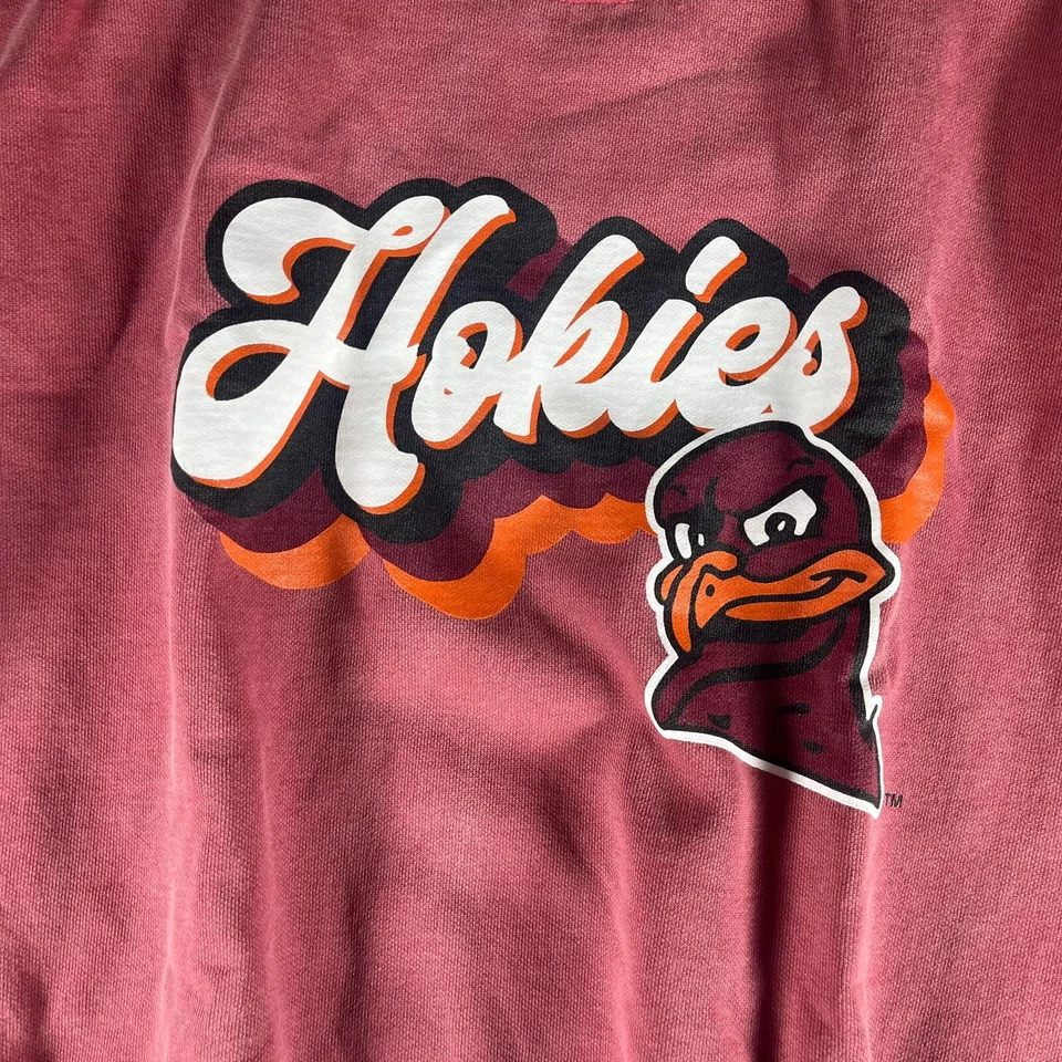 Comfort Colors Womens Sweatshirt Red Hokies Graphic Print Pullover Size M Cotton - Image 4 of 4