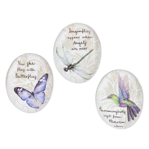 Bereavement Spiritual Winged Memory Stones, Butterfly, Dragonfly, Hum-bird - Picture 1 of 4