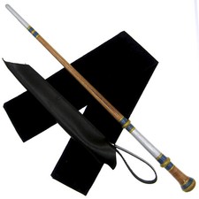 15" Hand Turned Classic Witches Teak Wood Magic Wand Set w/ Holster Velvet Bag