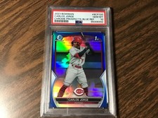 Carlos Jorge 2023 Bowman Chrome 1st Blue Refractor 042/150 PSA Gem Mint 10