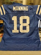 Indianapolis Colts 18 PEYTON MANNING BLUE REEBOK JERSEY. Sz L. 14-16 Youth