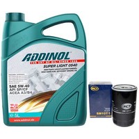 MotoröL Set 5W-40 Addinol 5 Liter + ÖLfilter SM 107/1 FüR Mercedes 190 124 W201