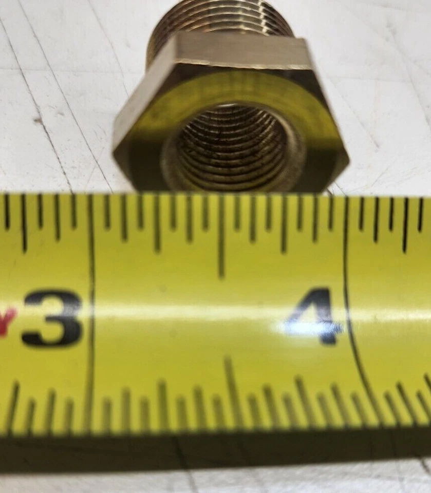 1/2 x 3/8" Hex Bushing Male x Female NPT Threaded Brass 1000 PSI Parker 209P-8-6 - Image 2 of 3