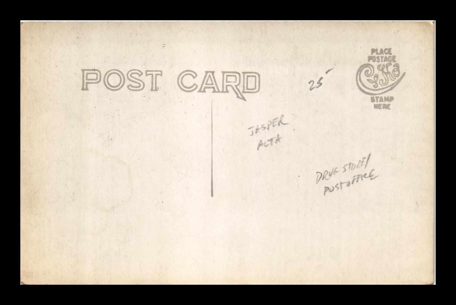 DR JIM STAMPS US POSTCARD JASPER ALTA TOTEM POLE POST OFFICE DRUG STORE