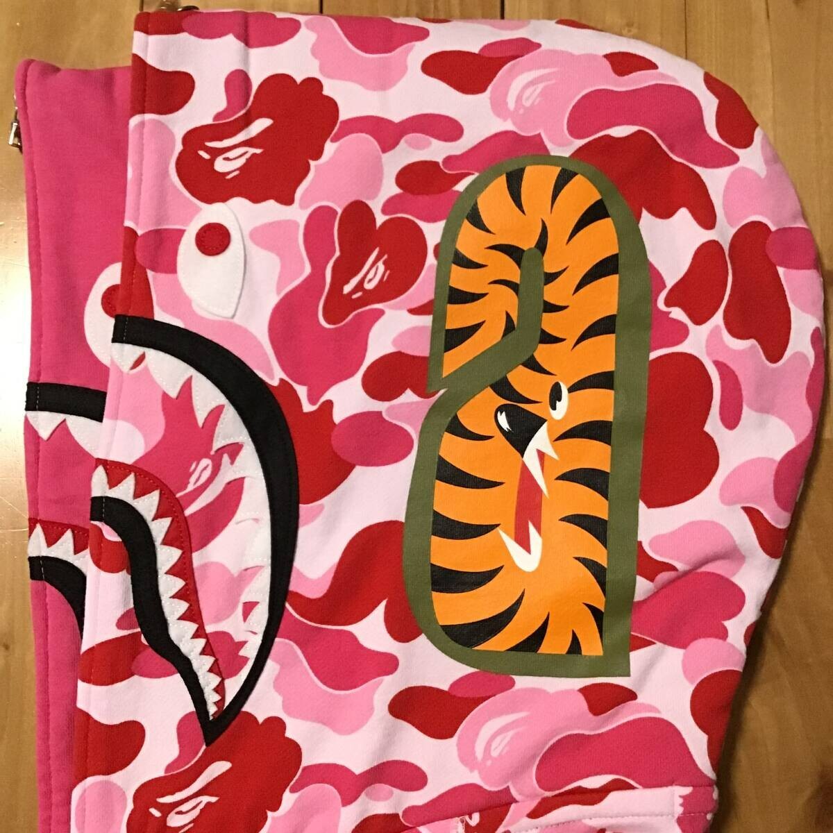 2XL BAPE Double Shark full zip hoodie ABC camo Pink A