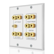 Home Theater 5.1 Surround Sound Distribution Wall Plate 10 Banana Binding Pos...