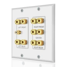 Home Theater 5.1 Surround Sound Distribution Wall Plate 10 Banana Binding Pos...