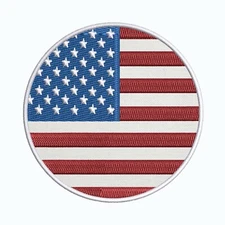 USA American US Round Flag Patch Embroidered Iron-on Badge Applique Uniform Gear