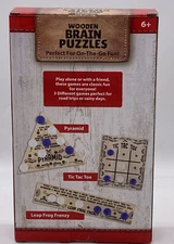 Wooden Brain Puzzles IQ Tester 3 Classic Wooden Puzzles NIB