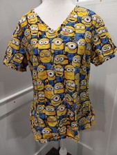 Despicable Me The Minions Medical Scrub Top Shirt Size Medium Women