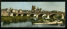 Oversized postcard France Orleans Cathedral of the Holy Cross bridge