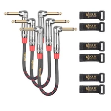 Clef Audio Labs Guitar Patch Cable 6.35mm TS to 6.35mm TS Red Braided -6IN-3PK