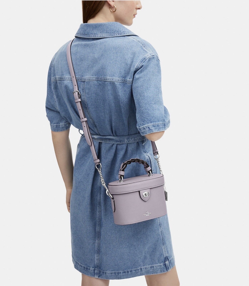 Coach CJ612 Kay Mist Light Purple Leather Crossbody Bag GB43o2 for