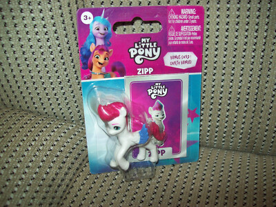 Zipp, My Little Pony 2'' Mini Figure, New with Bonus Card in Plastic Shell pkg.