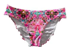 Luli Fama Women's Multicolor Ruched Back Bikini Bottom Size Small L18028