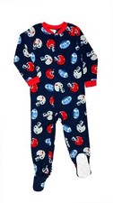 Carter's Boy's Navy Football Print Fleece Footed Pajama Sleeper, Size 4