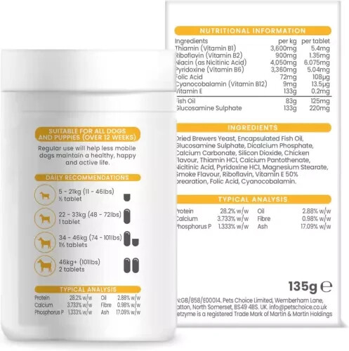 90 Count Vetzyme Flexible Joint Tablets for Dogs, Hip & Joint Care Supplements - Picture 3 of 9